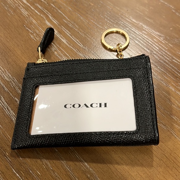 COACH Mini Skinny ID Case Card Coin Key Slit Wallet F88250 BLACK - Picture 10 of 12